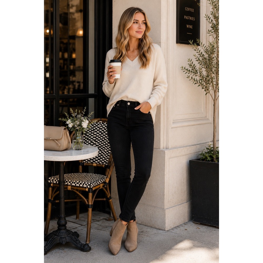 PAIGE Verdugo Ankle Skinny Jeans Black Crow Mid‎ Rise Stretch Denim Size 30